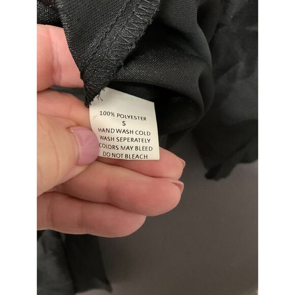 Amitie Black Polyester Blouse Lightweight Long Sleeve Size S Romantic Dark Goth - Picture 5 of 7